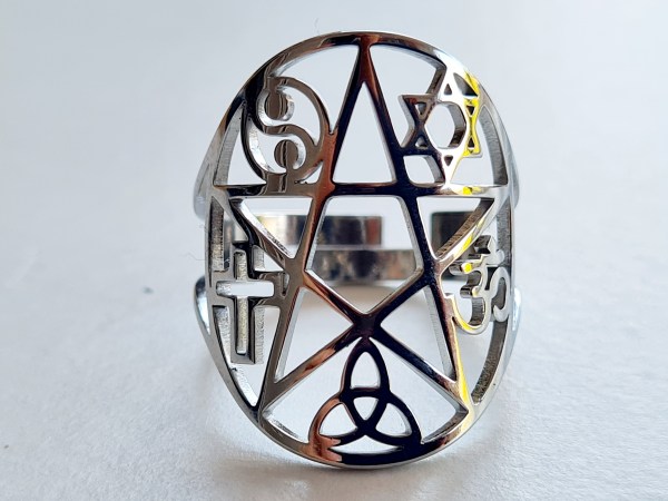 bague merkaba acier inoxydable argentée